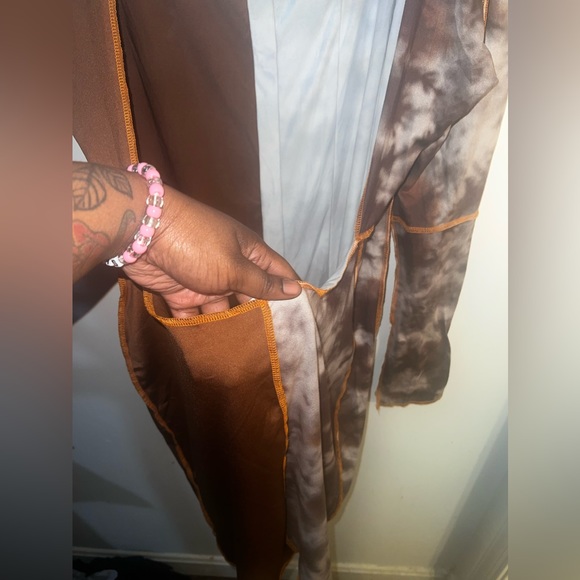 Fashion Nova Stitch one shoulder  Dress Tie Die Brown/Combo - Picture 5 of 8